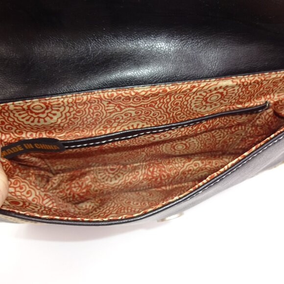 Black Guess Shoulder Purse Bag Handbag Brown Stitch Accents - Picture 9 of 9